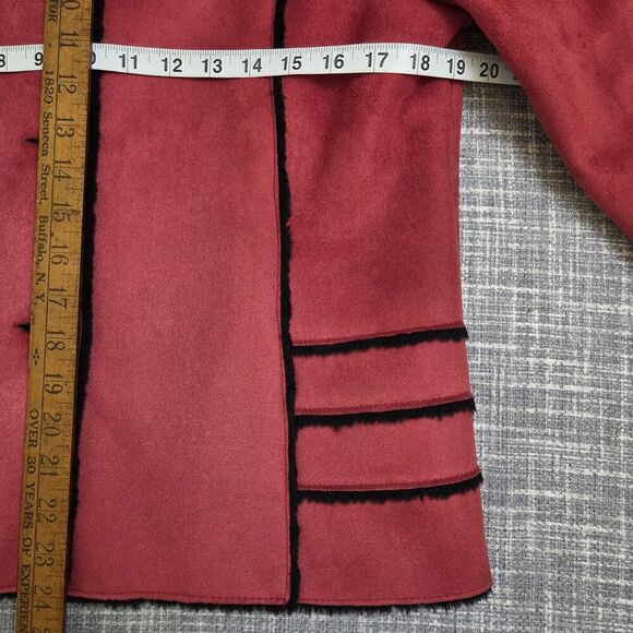 Keren Hart Microsuede Jacket Red Patchwork Women's S Soft Black Faux Fur Lining - Picture 6 of 15